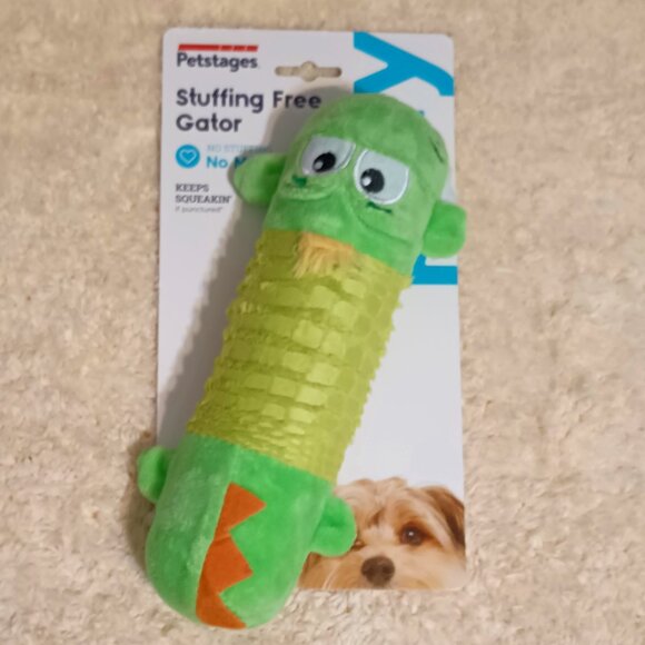 NWT ~ Petstages Stuffing-Free Big Squeak Gator Plush Dog Toy, Medium - Picture 2 of 8